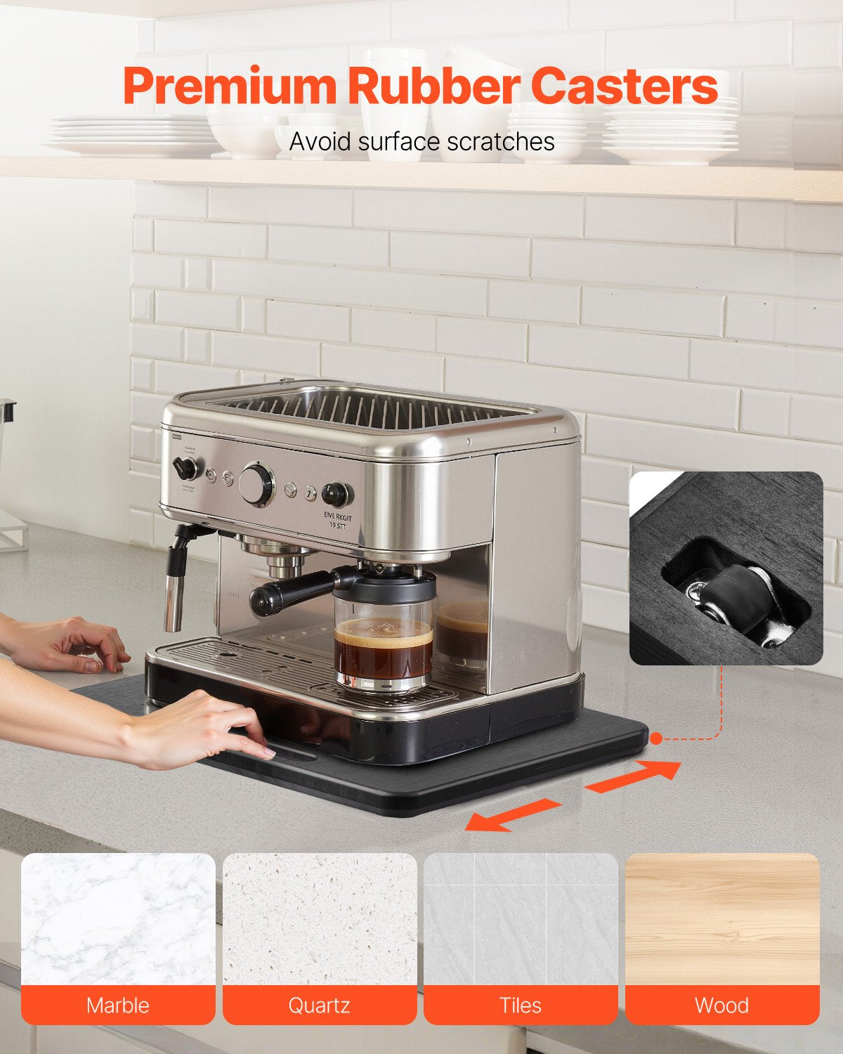 Black Appliance Slider 10.5 x 13 Inch Sliding Tray for Heavy Kitchen Appliances