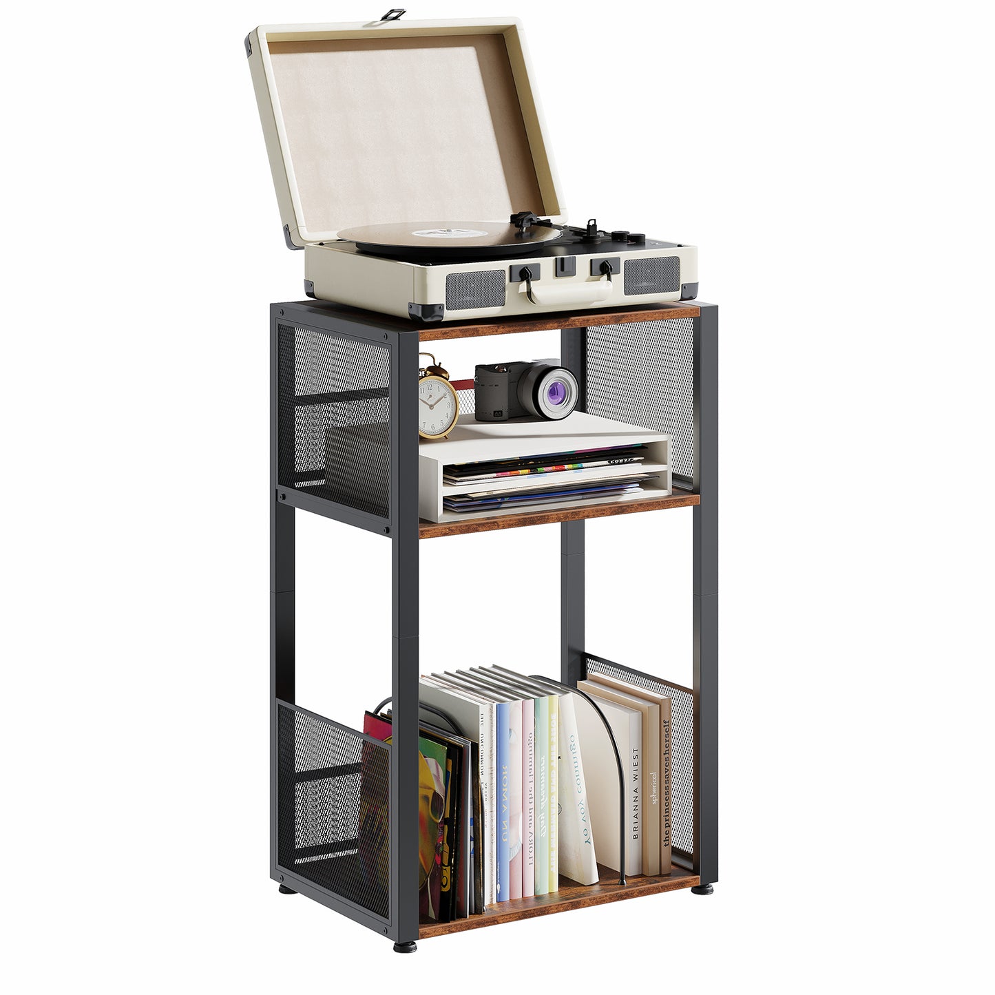 Three-Tier Storage Side Tables - Record Player Stand