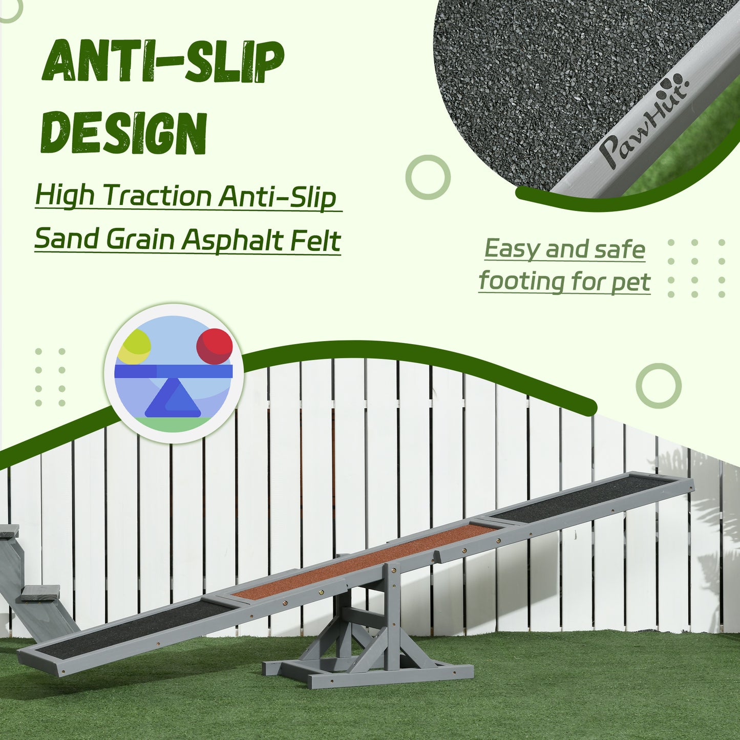 Dog Agility Seesaw for Training and Exercise - Gray, 815x350x150mm