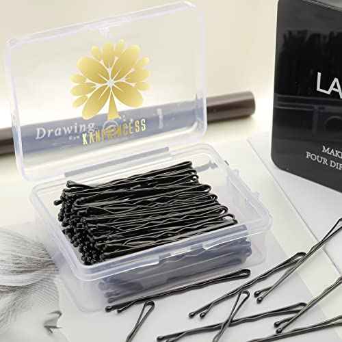 100PCS 2Inches Hair Pins Kit Secure Hold Bobby Pins Clips for Women Girls and Hairdressing Salon With Clear Storage Box(Black)
