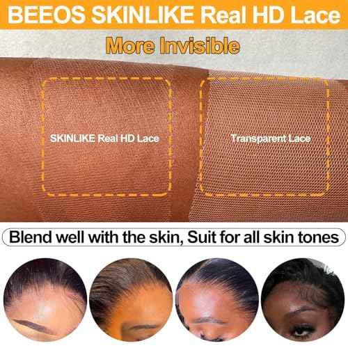 BEEOS Body Wave 2x6 SKINLIKE Real HD Lace Closure, 0.10mm Ultra-thin Invisible Lace Pre-Plucked Bleached Knots Natural Black Human Hair 18 Inch
