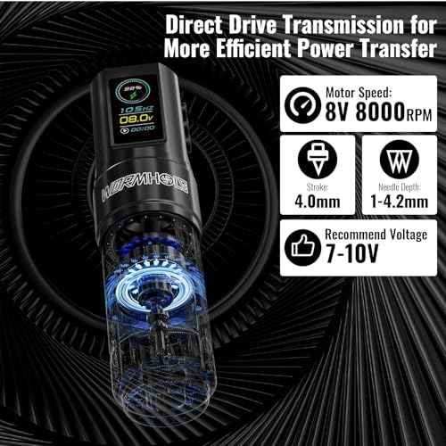 Wormhole Tattoo Gun Wireless Tattoo Kit ? 1800mAh Battery, Jumpstart Mode, Timer & Memory Function ? Complete Tattoo Machine Kit for Beginners & Professionals with Tattoo Ink, Needles & Supplies