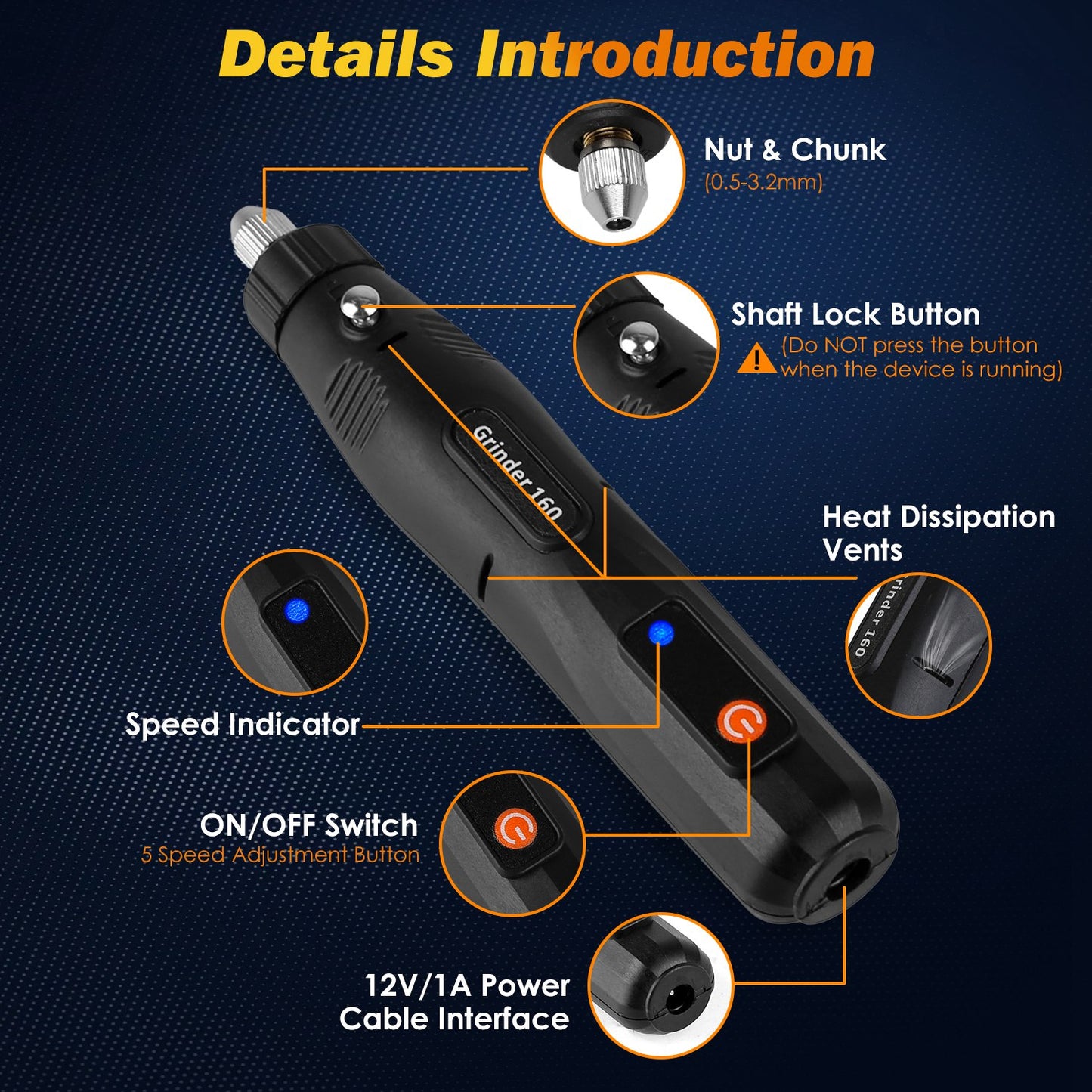 Corded Rotary Power Tool Kit with 186 Accessories for Drilling, Engraving & Polishing - Black