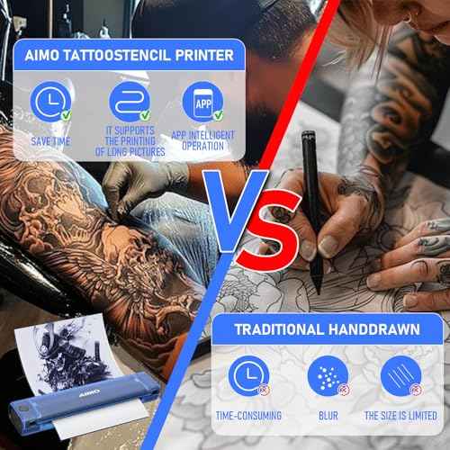 Aimo T08F Wireless Tattoo Stencil Printer - Bluetooth Tattoo Transfer Machine for Long Image Printing Compatible with iPad/Tablet/PC, for Tattoo Artists & Beginners