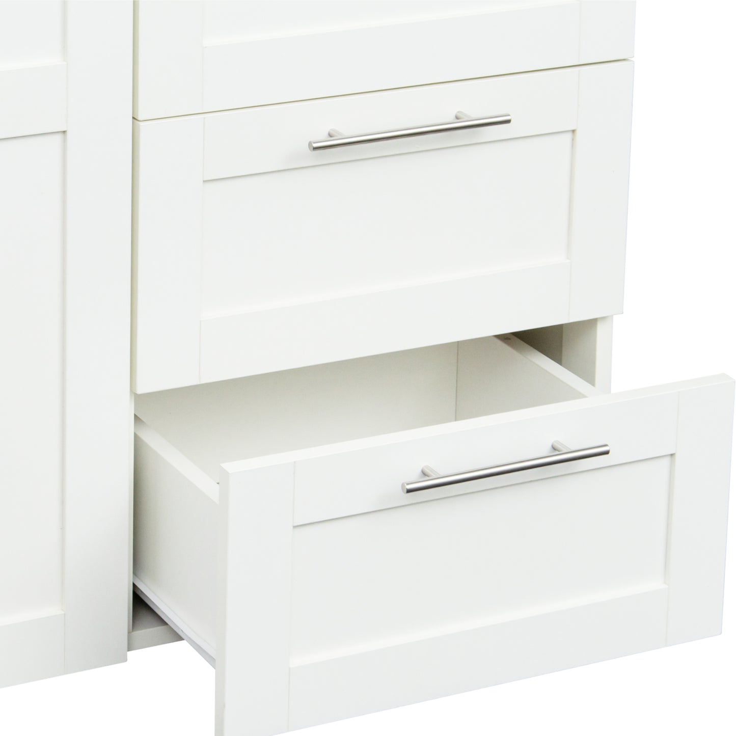 High Wardrobe and Kitchen Cabinet with 2 Doors and 2 Drawers - White