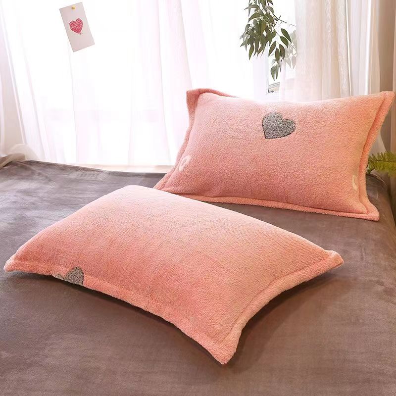 Fleece-Lined Double-Sided Winter Pillowcase - Coral Fleece, 48x74cm, Multiple Styles