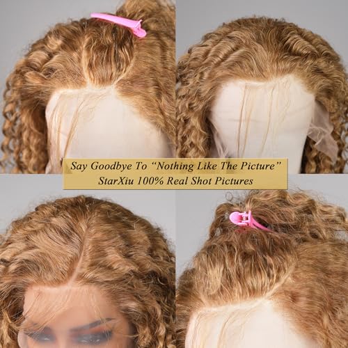 Honey Blonde Wig Deep Wave Lace Front Wig Human Hair Pre-Plucked Blonde 13x6 Hd Lace Front Wig 180% Density For Women