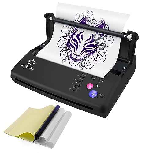 LifeBasis Tattoo Transfer Stencil Printer Tattoo Thermal Copier with 30PCS Stencil Transfer Paper Thermal Tattooing Printer Machine for Tattoo Artists & Beginners, Black