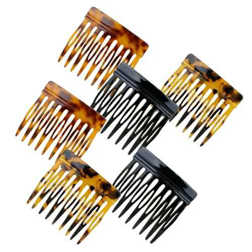 6 Pcs French Hair Side Combs for Women Bun Small Twist Hair Decorative, Strong Hold Clips for Women Bun(Brown, Black)