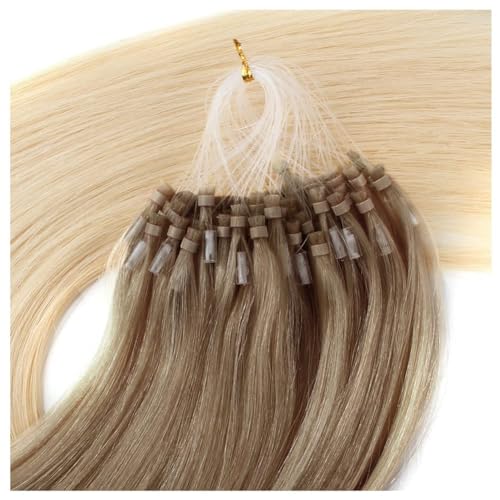 ABH AMAZINGBEAUTY HAIR Micro Ring Ombre Blonde Micro Links Hair Extensions Remy Human Hair Ash Brown Ombre Platinum Blonde Hair Extensions Micro Loop Hair Extensions Balayage Blonde 20inch 50G 50S