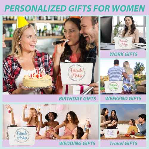 5 Pcs Girls Trip Gifts Girls Weekend 2025 Makeup Bag Friends Trip Gifts Favors Summer Gifts Cosmetic Bag Toiletry Bag Zipper Pouch Weekender Bags for Women Girl Friendship Bachelorette Party Birthday