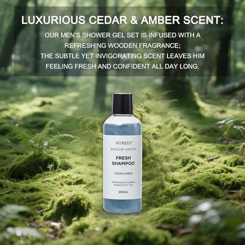 Fathers Day Gifts for Men Dad Care Package Self Care Kit, 5 Pcs Cedarwood & Amber Fragrance Spa Gifts for Man, Fathers Day Gifts, Travel Kit For Men,Mens Travel,Christmas Gift for Women