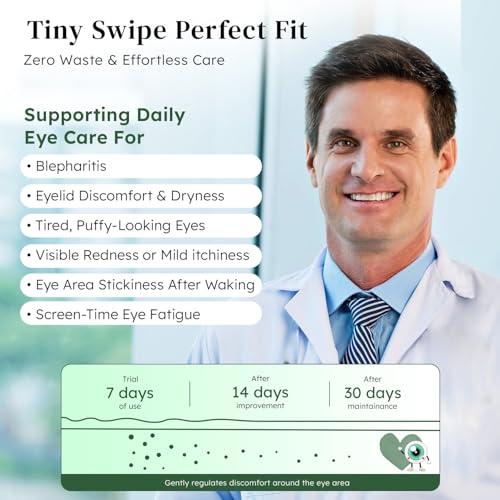 30PCS Eyelid Wipes for Dry Eyes & Blepharitis Relief, Tea Tree Oil Eyelid Cleansing Wipes, Soothes Face Cleansing Wipe, Dual Use Eyelid & Lash Wipe, Daily Eye Care for Women Men, Travel Essentials