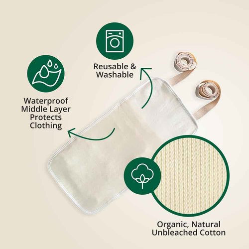 Castor Oil Pack - 8 Piece Complete Kit. Includes 16oz Glass Bottle of Organic Castor Oil, Easy to use Organic Cotton Compress with Adjustable Fit, 5 Soft Cotton Pads & Soothing Heat Pack..