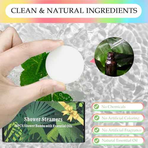 16 Pack Shower Steamers Aromatherapy - Natural Essential Oil Shower Bombs for Relaxation, Stress Relief & Self Care, Gift for Women & Men (8 Scents, 2 Each)