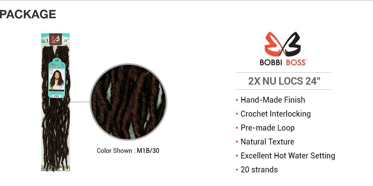 (6-PACK) Bobbi Boss Synthetic Hair Crochet Braids African Roots Braid Collection Nu Locs 24" (1)