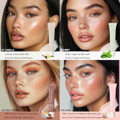 Glossy Butter Lip Balm Set, Instant Moisture and Hydration, Long-lasting Hydrating Non-Sticky Lip Gloss, Care and Soften Dry Lips , 4 Pcs