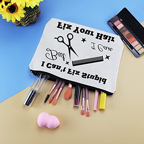 Hairdresser Gifts Hair Stylist Makeup Bag Hair Stylist Gifts Cosmetic Bags Funny Hair Dresser Gift Cosmetic Pouch Zipper Makeup Case Christmas Inspirational Graduation Gift for Hairdresser