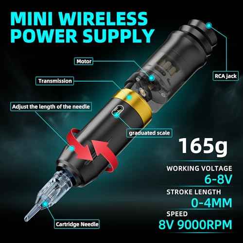 Tattoo Gun Kit with Wireless Rotary Tattoo Machine, 1500mAh Battery, 20 Tattoo Cartridge Needles, 7 Tattoo Inks, Tattoo pen for Beginners and Professionals (TK-SZ-BG01)