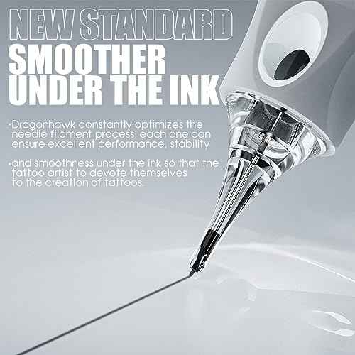 Dragonhawk Tattoo Needles Cartridges 1003RL 50 Count Glide Extra Smooth Designed for a Close Smooth Hit Round Liner