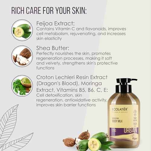 Nourishing Body Milk - Hydrating Body Lotion for Women & Men, 97.5% Natural Ingredients, Vegan Certified, Lightweight Formula with Mulberry & Avocado Oil for Dry Skin, 13.5 Fl Oz - ECOLATIER