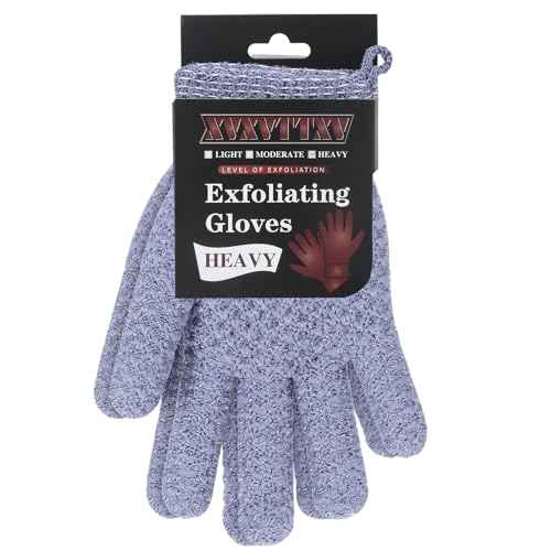 Exfoliating Dual Texture Bath Gloves for Shower Spa Massage and Body Scrubs, Dead Skin Cell Remover, body scrubber with Hanging Loop