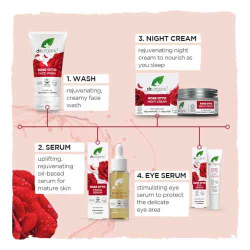 Dr. Organic Rose Otto Face Wash | Cleanses and Rejuvenates Skin, Promotes Radiance, Natural, Certified Organic, Paraben & SLS-Free, 150 mL / 5.1 fl oz