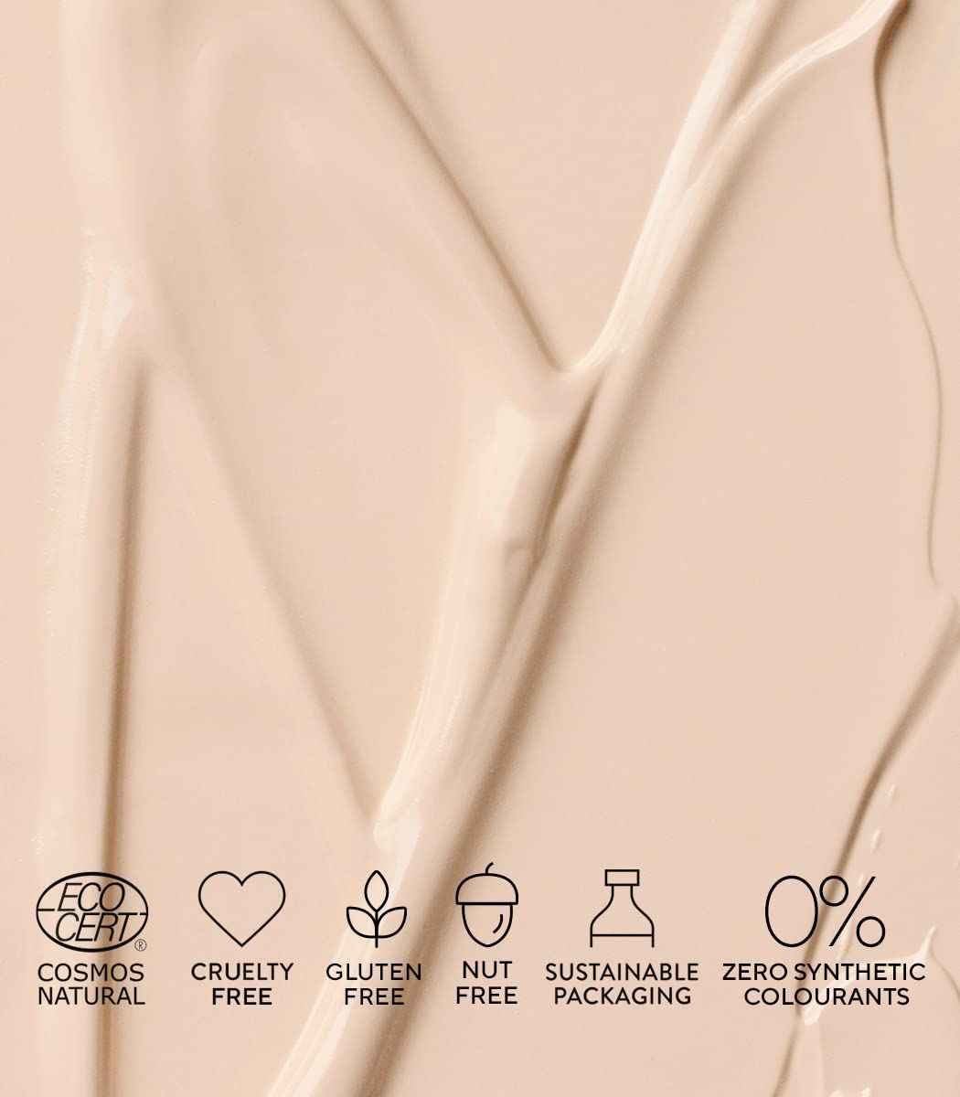 MÁDARA Organic Skincare |SKINONYM Semi-Matte Peptide Foundation, #10 PORCELAIN, 30ml – Natural foundation with collagen-supporting peptides, Semi-matte finish, Buildable coverage, Skincare benefits