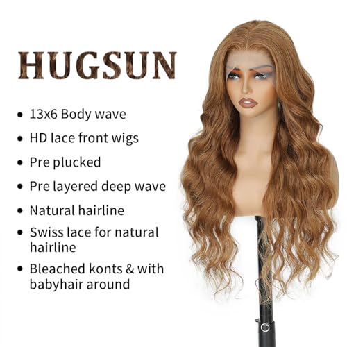 Chocolate Brown Lace Front Wig Human Hair 12A 250% Density HD Glueless Colored Brown 13X6 Body Wave Lace Front Wigs Human Hair pre Plucked with Baby Hair 24 Inch