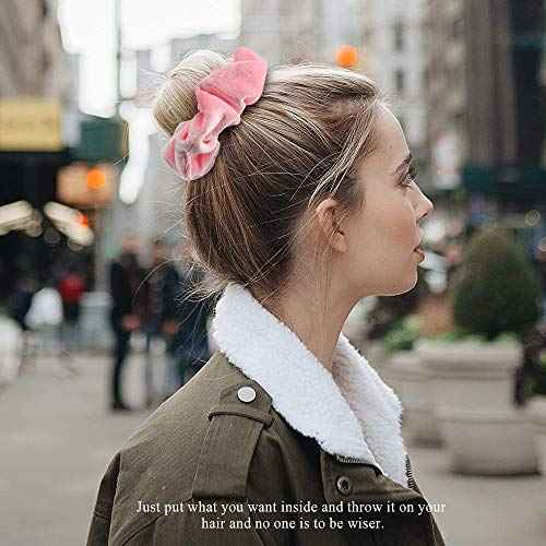WHAVEL Pink Scrunchies, Pink Party Favors Hair Scrunchies Velvet Scrunchy Hair Ties Valentines Galentines Day,16 Pieces