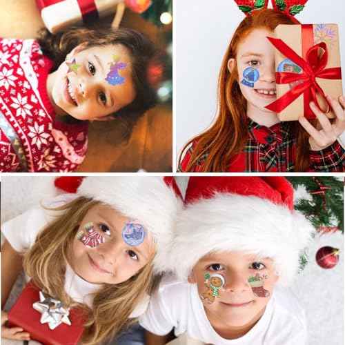 Glitter Christmas Tattoos for Kids Party Supplies - 12 Sheets Christmas Tattoos for Kids Christmas Xmas Party Favors, Stocking Stuffer, Christmas Eve Gift