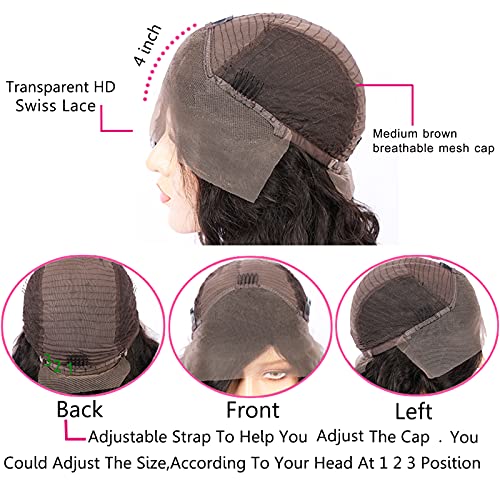 YMS Ombre Blue Lace Front Wigs Human Hair 180% Density Highlight Royal Blue Glueless Wig Pre Plucked with Baby Hair 14 Inch Body Wave Skunk Stripe Real Hair Lace Frontal Wigs for Women