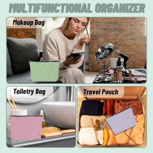 4 PCs Preppy Makeup Bag Aesthetics Preppy Stuff Cosmetic Bag Birthday Gifts for Women Girls Friends Zipper Pouch Travel Organizer Preppy Things Wedding Friendship Gifts for Christmas Thanksgiving