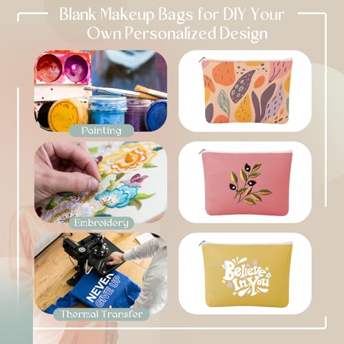 20 Pcs Morandi Makeup Bags Bulk for Women Blank DIY Cosmetic Bag Plain Pencil Pouch with Zipper for Travel Toiletry Wedding Teacher Women Business Beach