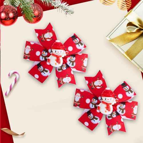 Christmas Hair Bows Cute Snowman Hair Clips Handmade Grosgrain Hair Bow Clips Barrettes Xmas Hair Accessories for Christmas Stocking Stuffers Gifts