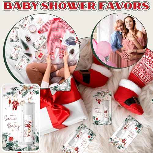 30 Pack Santa Baby Shower Games Prizes Party Gifts Bulk Lip Balms Favors for Winners Adults Guests Gender Reveal Favors Decorations Baby Shower Souvenirs Gift Bags Stuffers