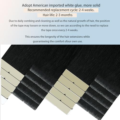 Tape in Hair Extensions Human Hair 24Inch Natural Black Color 20Pcs 50G/Pack Straight Seamless Weft Skin Invisible Thick 100% Real Black Human Hair Tape In Extensions