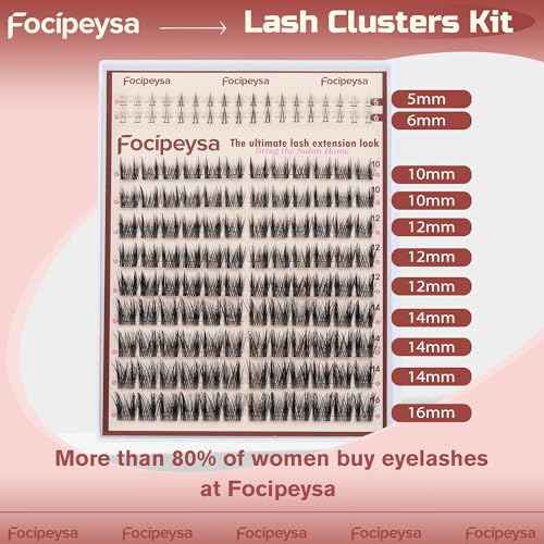 Focipeysa Wispy Lash Clusters Natural Eyelash Clusters Pesta?as Postizas Naturales Spiky Manga Lash Extensions C Curly Individual Lashes 10-16mm with Bottom Lashes Clusters DIY Lash at Home