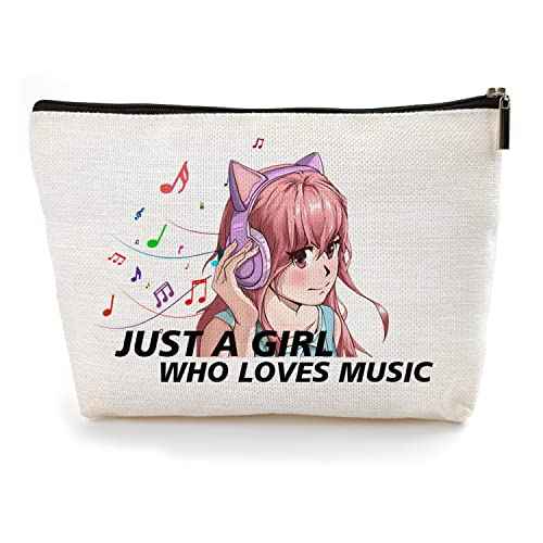 Anime Fans Makeup Bag Anime Lover Gift, Just A Girl Who Loves Music, Cosmetic Bag Gifts For Women Girl Friend Sister Daughter Granddaughter(5SM014)