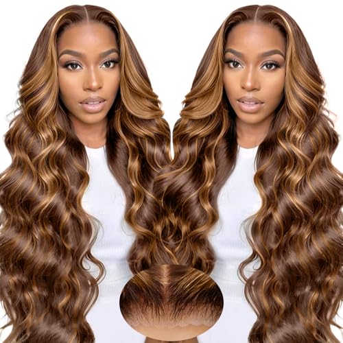 Blonde Wigs Human Hair Glueless Pre Plucked Pre Cut 26 Inch Ombre Lace Front Wig Human Hair 9x6 Loose Body Wave Wig Human Hair 220% Density Glueless Wigs for Black Women