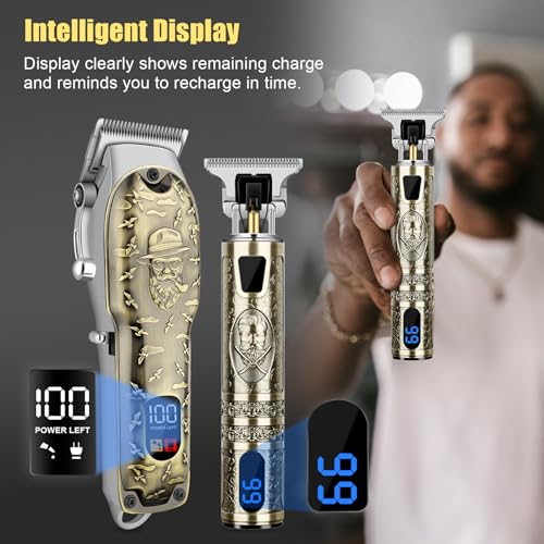 Professional Hair Clipper Set for Men Electric Shaver Razor Cordless Hair Cutting Barber Clippers Beard Trimmer Men¡¯s Grooming Kit Gifts for him (Bronze)