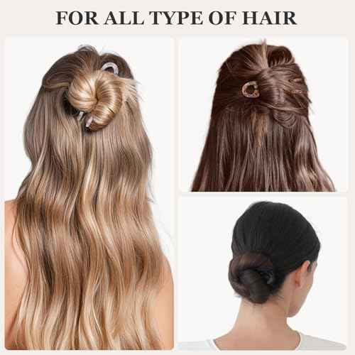 Sunolga 3 PCS Prestige French Hair Pins for Women, 4.38" Large Lialys Hair Pins for All Hair, Curved Shape for Better Head Fit Hair Accessories, Serrated Anti-Slip Design Hairpins