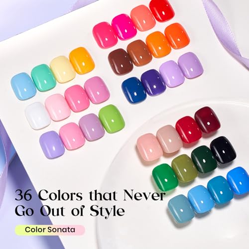 Beetles Gel Nail Polish Set ? 36 Color Fall Yellow Brown Pink Red Gel Polish Kit with Base Coat Glossy Matte Glitter Top Coat Soak Off UV LED Gel for Nail Art Manicure Salon DIY Gift for Women
