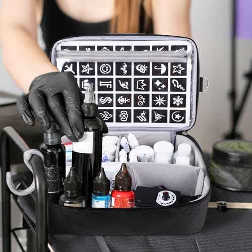 Tattoo Carrying Case Tattoo Supplies Organizer Tattoo Kit Box Case Tattoo Equipment Storage Bag Tattoo Travel Tattoo Storage Organizer for Tattoo Stencil Printer, Tattoo Ink, Tattoo Equipment