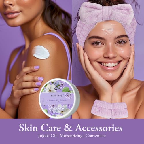 Bath and Body Gift Basket Set for Women - Jasmine Christmas Gifts for Women, Spa Gift Basket 13-Piece Bath Gift Set, Gift Set for Ladies Body & Bath Gifts Set Lavender Gift Baskets For Mom