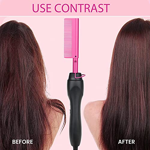 Hot Comb Anti-Scald Ceramic Heated Hair Styling Tool - Straightener, Curler, Travel-Friendly Beard Pressing Comb