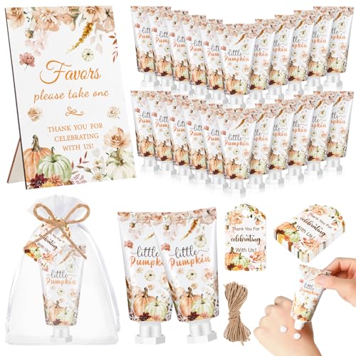 48 Sets Fall Hand Cream Bulk Gifts for Guest Baby Shower Party Favors Travel Size Pumpkin Hand Cream with Thank You Cards for Autumn Thanksgiving Party Supplies(Fall Pumpkin)