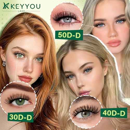 KEYYOU Lash Extension Kit DIY 300Pcs Lash Clusters Eyelash Extension Kit 40D 0.07 D Curl 9-18MIX Lash Clusters Kit with Lash Glue Remover Applicator Easy to Use for Beginners(Kit,40D-D,9-18MIX)