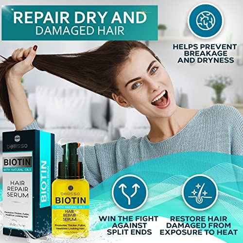 Biotin Hair Thickening Serum for Men and Women - Intense Strengthening Treatment Product with Natural Botanical Oil Blend to Help Boost Thin Hair - Repair Thinning Hair, Increase Volume and Shine