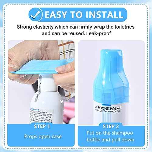 16 Pack Silicone Bottle Cover,Travel Essential for Women Men,Cruise Ship Essentials 2025,Beach Vacation Essentials,Travel Size Toiletries,Airplane Travels Accessories Elastic Sleeves for Leak Proofing